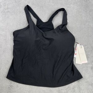 NEW Calia Women's Athletic Tankini Cami Black 2XL D‎ Cup Support Beach UPF 50+